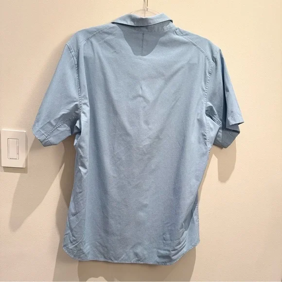 Lululemon Ocean/Teal Airing Easy Short-Sleeve Button Up Shirt Mens Size Small - Picture 2 of 8